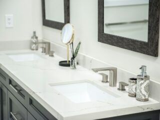 Minimal cover showing gentle creams and water faucet for a sensitive-skin routine