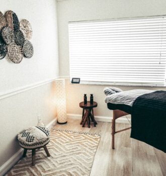 Acupuncture for glowing skin cover illustration with serene spa lighting and subtle facial acupressure points